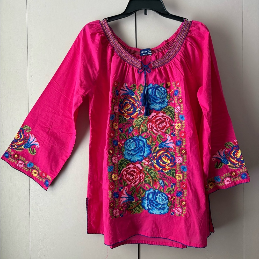 Vibrant Pink Embroidered Blouse